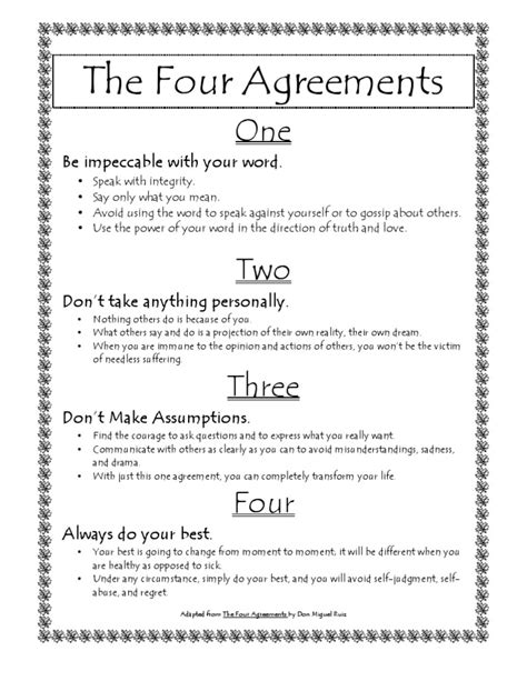 Free Printable 4 Agreements Pdf